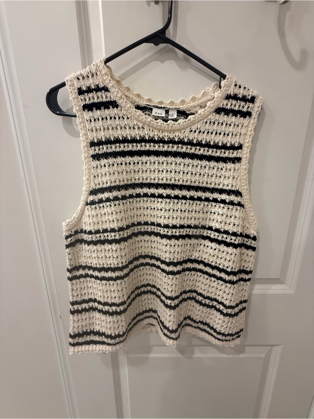 BNWT GAP Ecru Crochet Tank with Black Stripes